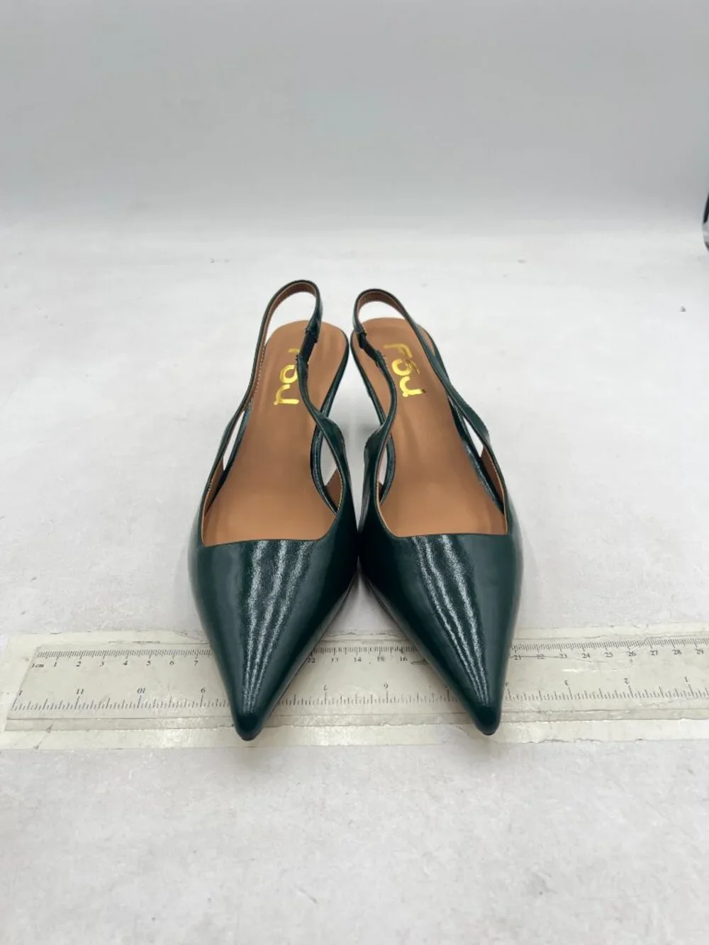 FSJ Dark Green Kitten Heel Slingback Sandals Pointy Toe Sexy Pumps Party Shoes